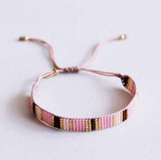 Bazou Braccialetto intrecciato a righe - nudo/rosa/marrone