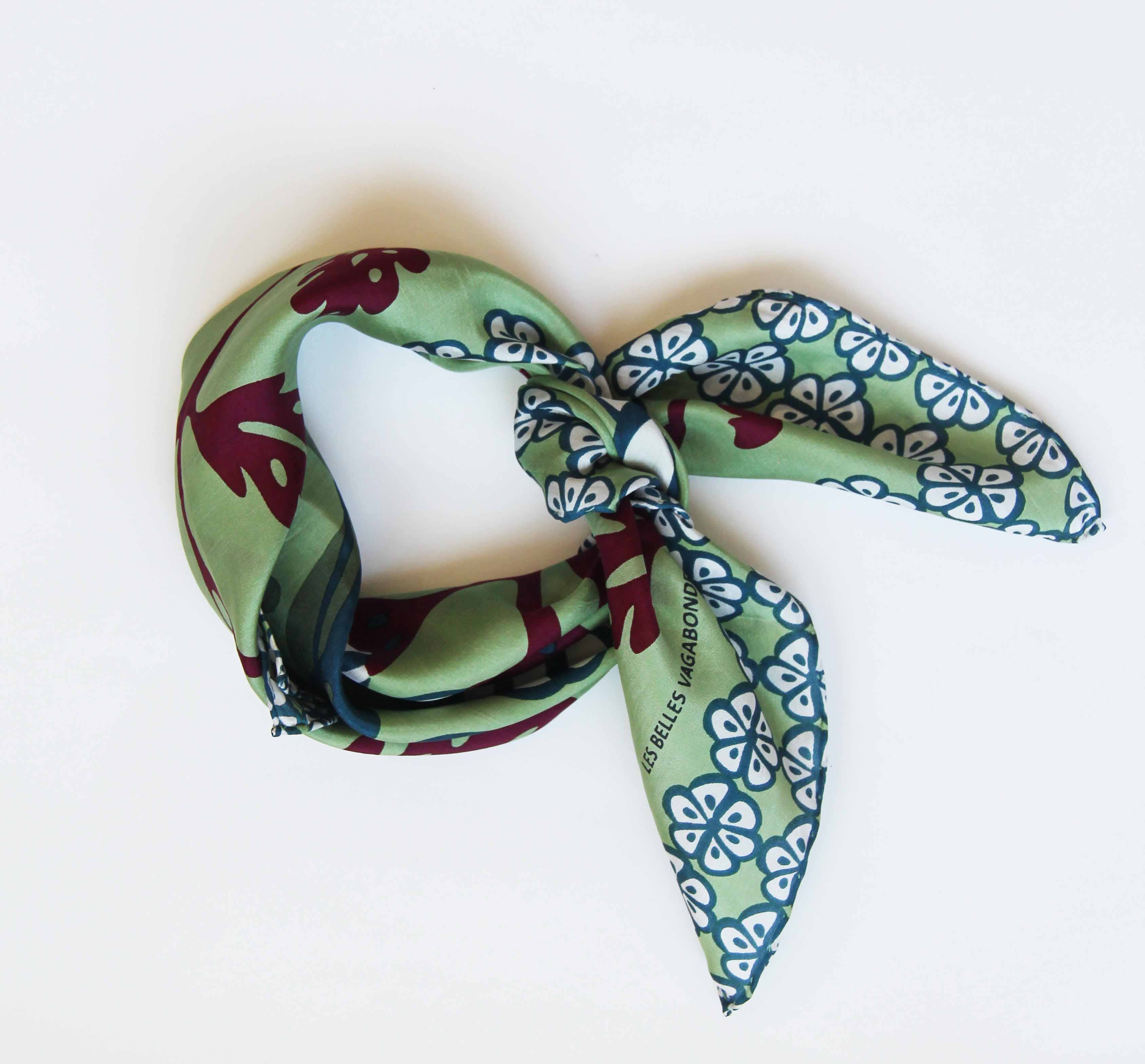 Les Belles Vagabondes Mini foulard Alice Almond in seta 50 x 50 cm