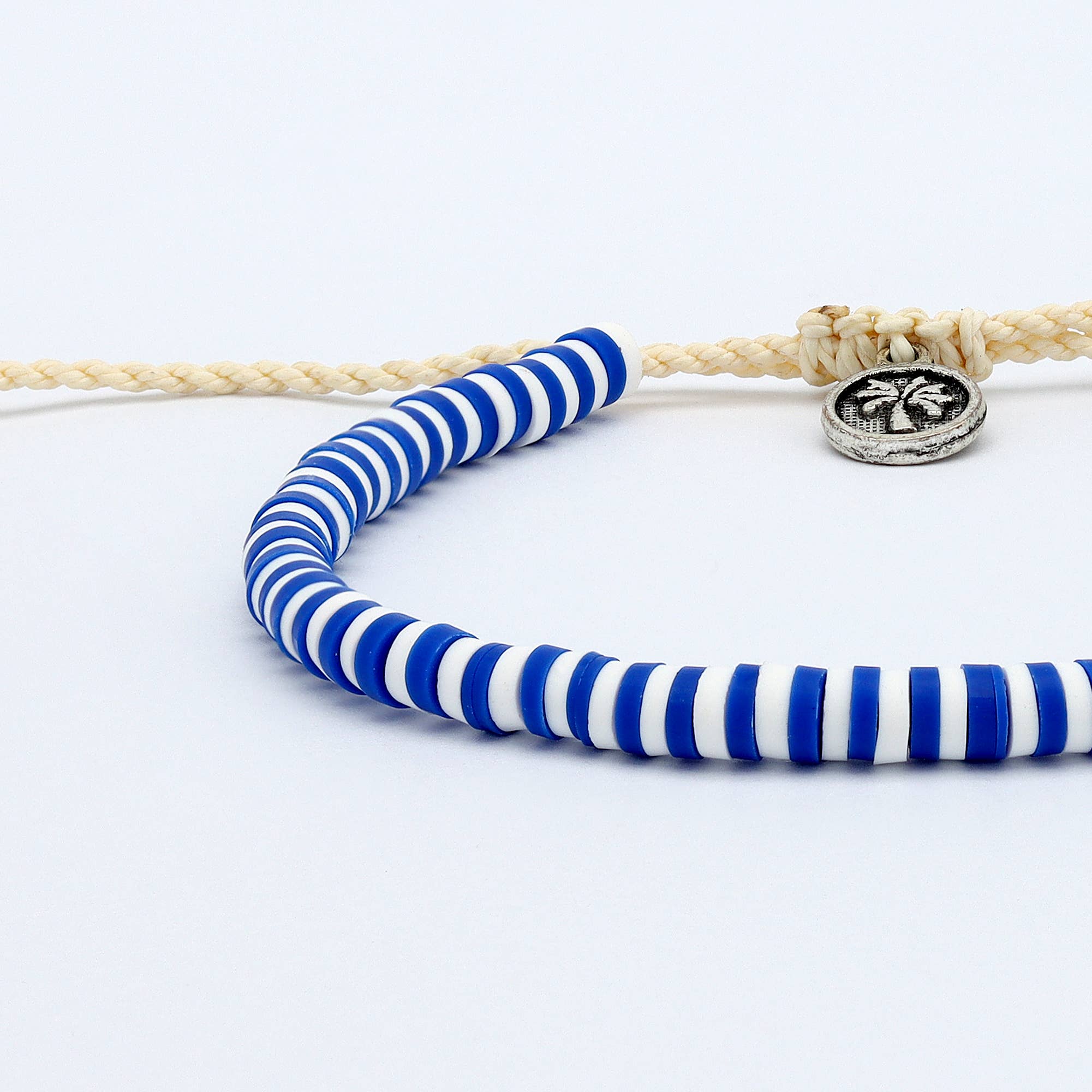 Pineapple Island Braccialetto in Argilla Blu con Perline, Braccialetto Regolabile di Koh Surf: Blu & Bianco