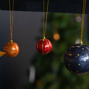 Kinta Cappuccio per pallina di Natale a righe con oro 3 cm: Rosso arabo