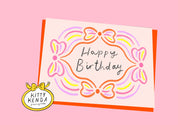 Kitty Kenda Papergoods Biglietto di Auguri di Buon Compleanno con Bordo a Fiocco Luminoso