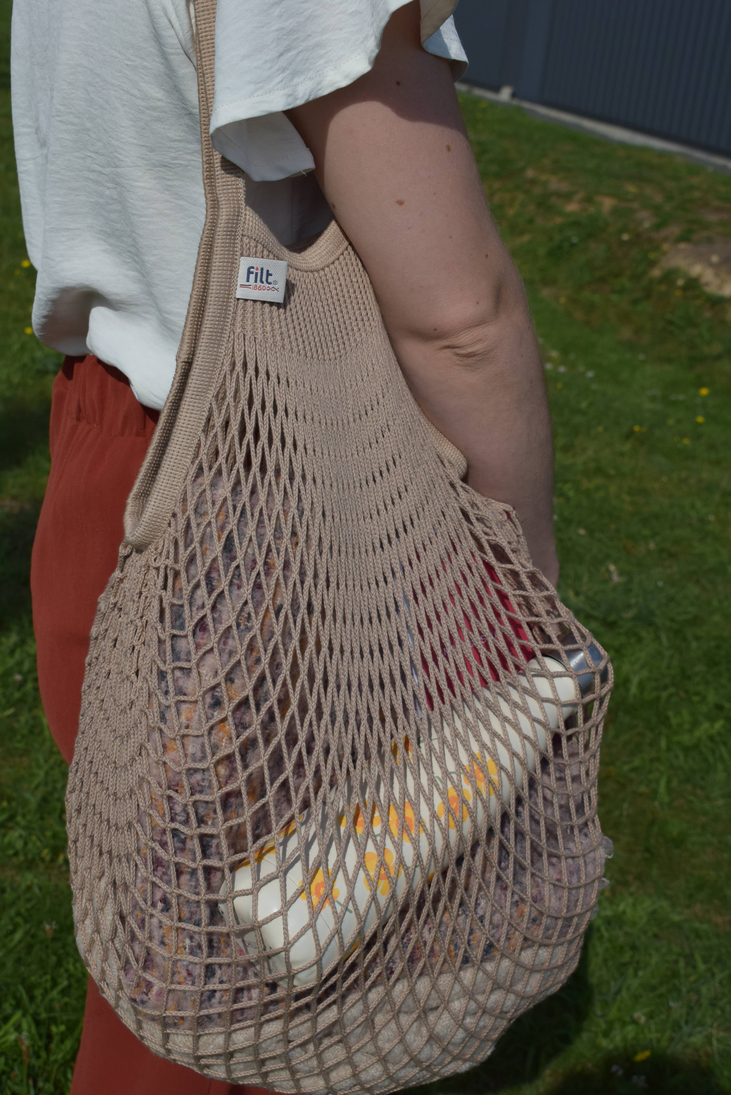 Filt1860 Borsa della spesa in rete grande color mastice: Beige