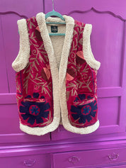 ToutVintage Gilet di velluto in finta pelliccia Bes