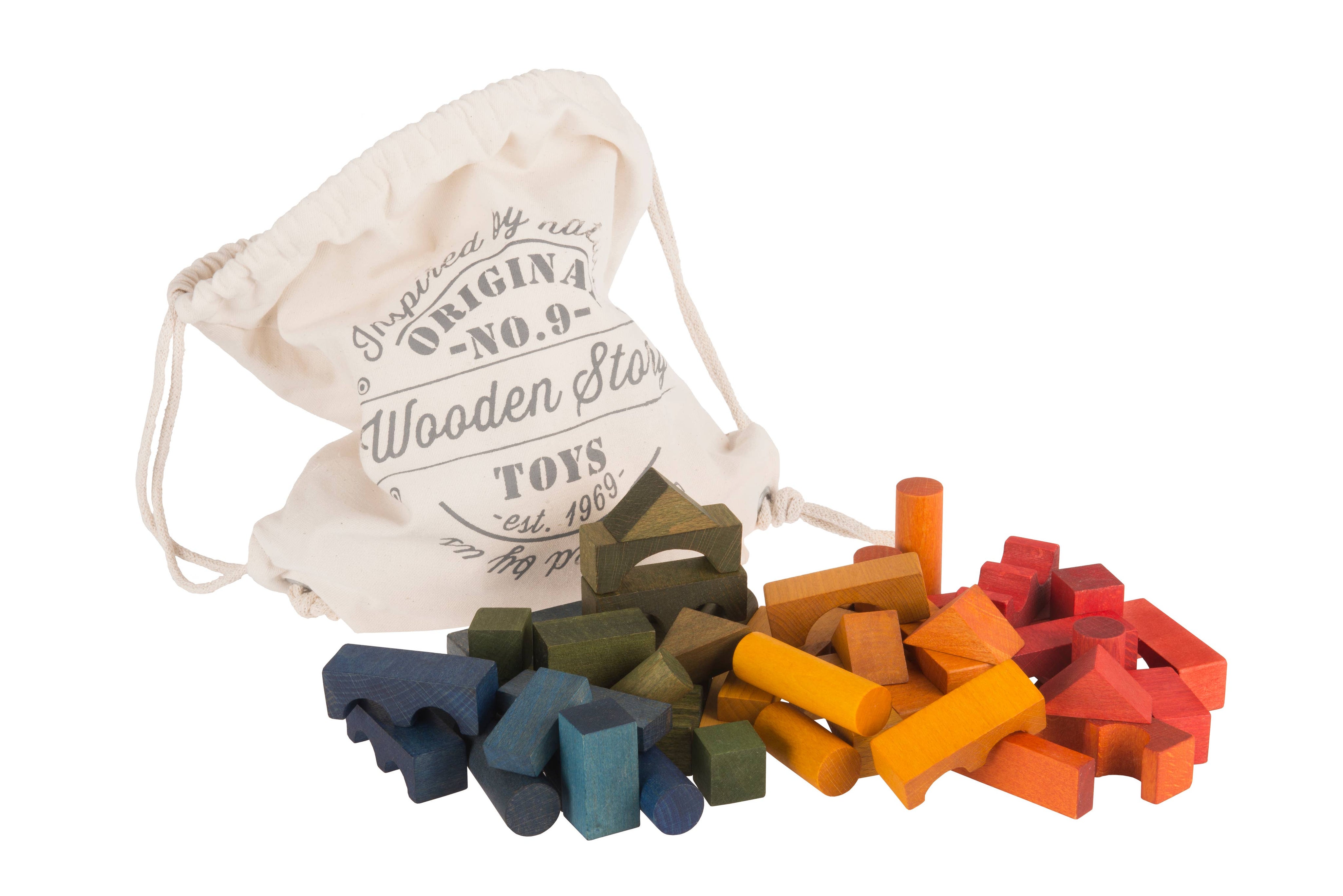 Wooden Story Sp. z o.o. Blocchi arcobaleno in sacco - 100 pezzi