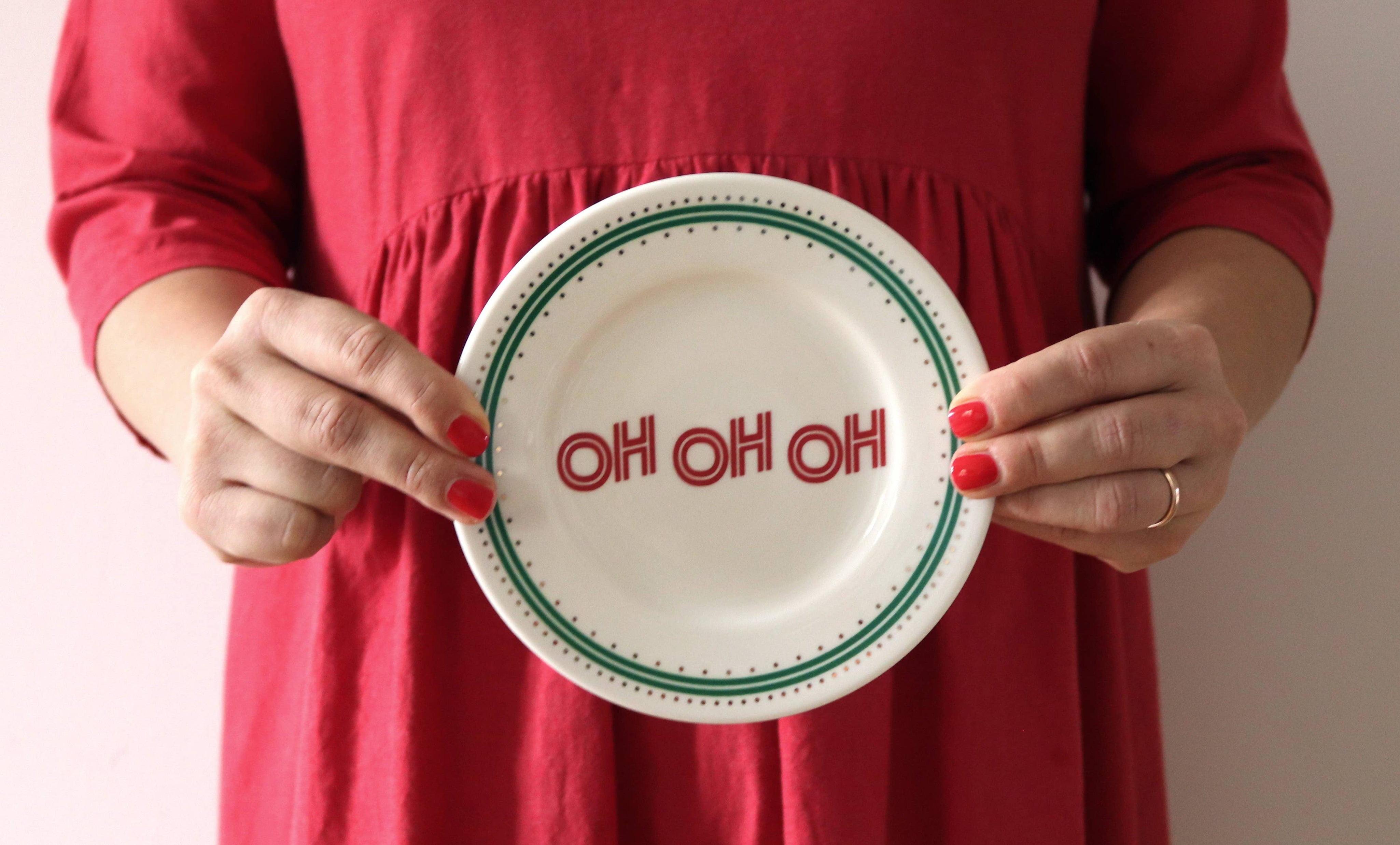 ilaria.i OH OH OH -Piatto in porcellana regalo perfetto per il Natale