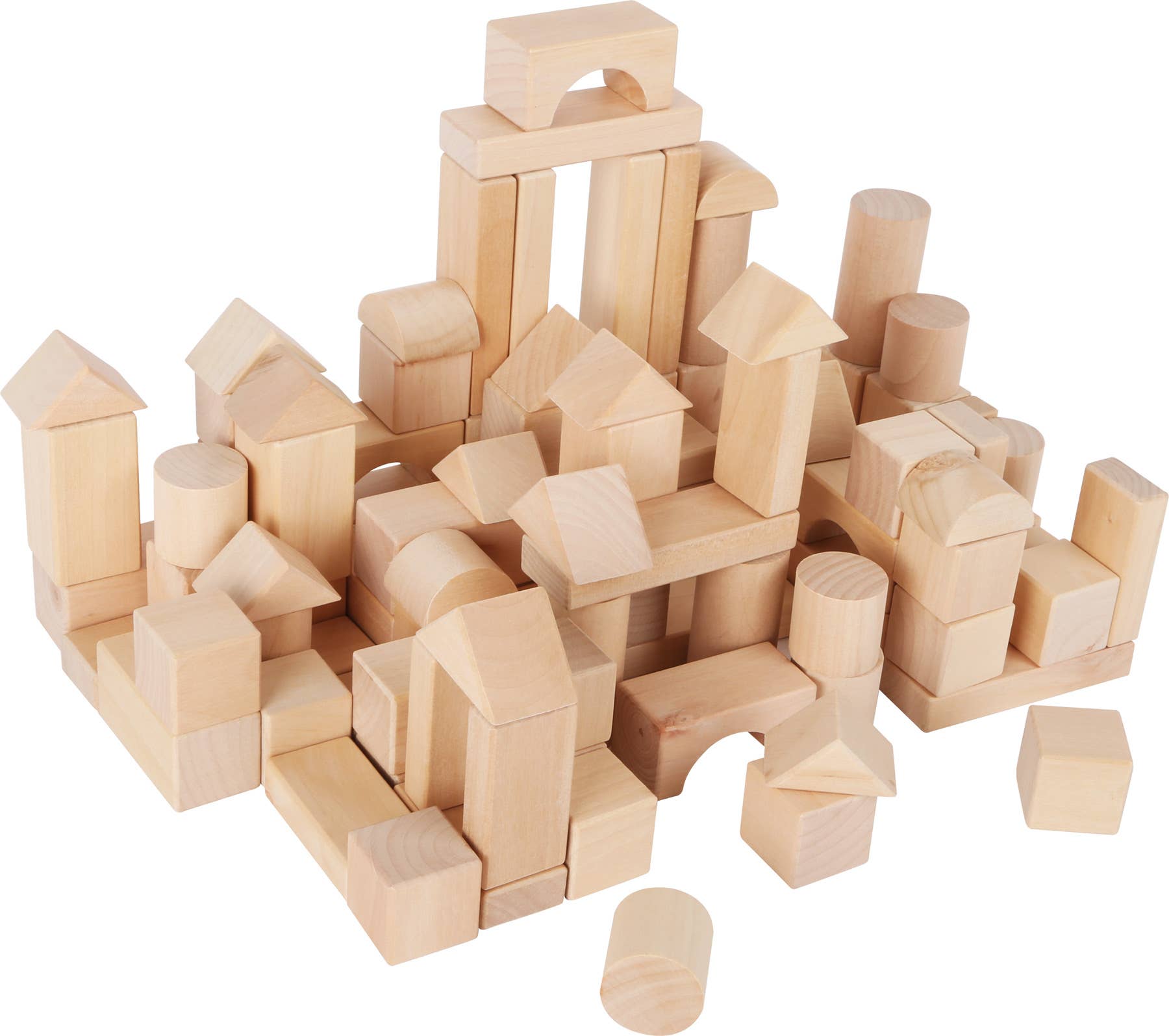 small foot Blocchi di legno naturali, set da 100 pezzi con sacchetto