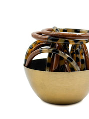 Bracciale rigido laccato in corno di bufalo cioccolato al latte leopardato - C124: M