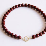Bazou Collana con perline in pietra naturale XL - bordeaux