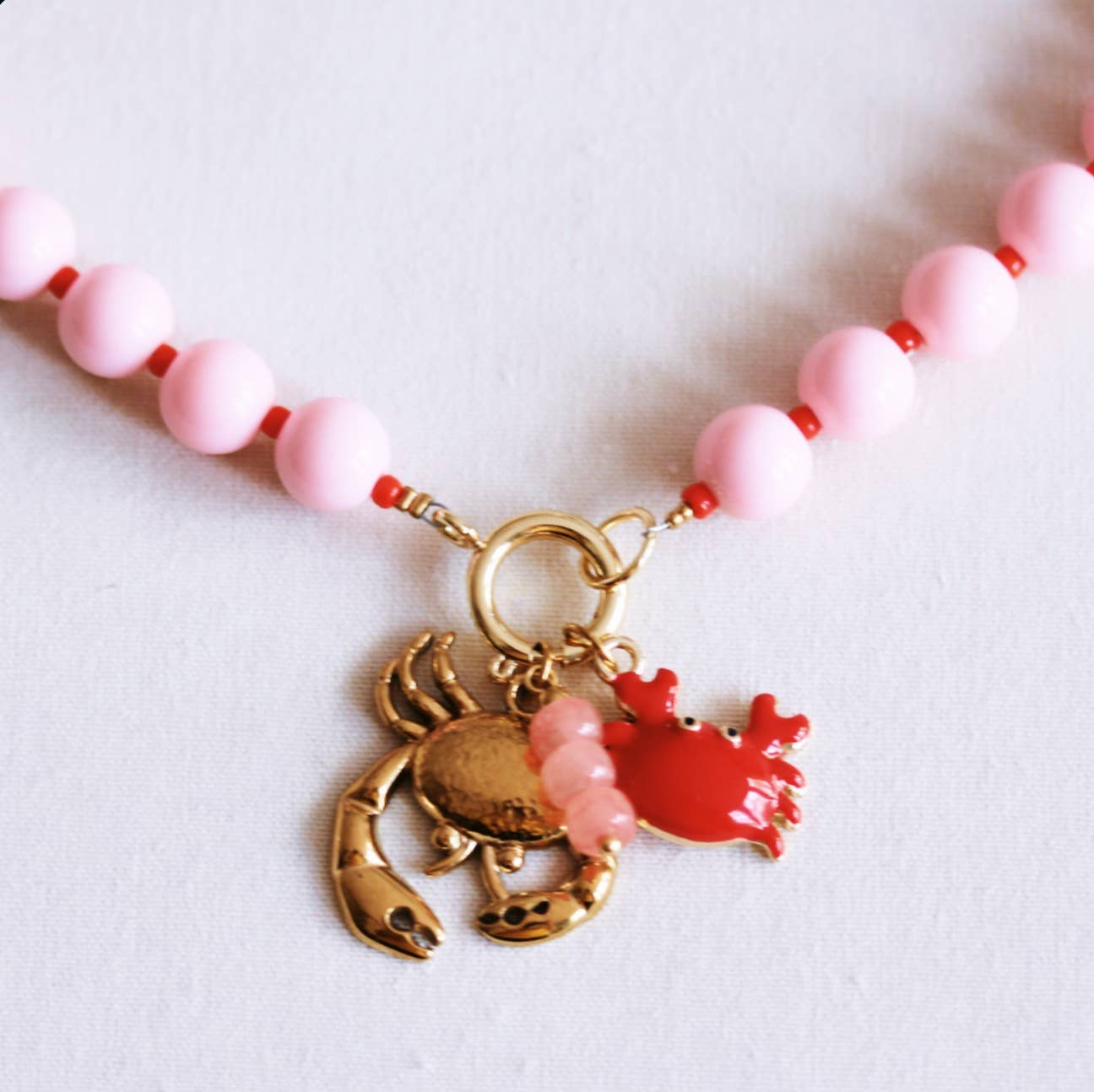 Bazou Collana di perline Miyuki con ciondoli - rosa chiaro/r