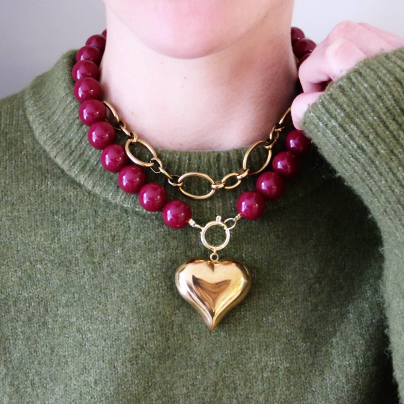 Bazou Collana con perline XXL - ciliegia