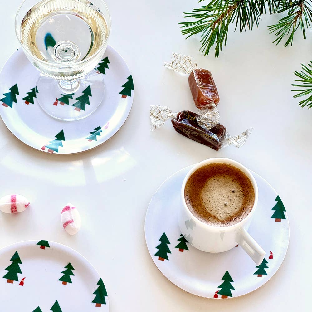 BLU KAT CHRISTMAS FOREST - Set di 4 sottobicchieri, 11 cm