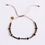 Bazou Bracciale con pietre preziose e Miyuki – marrone