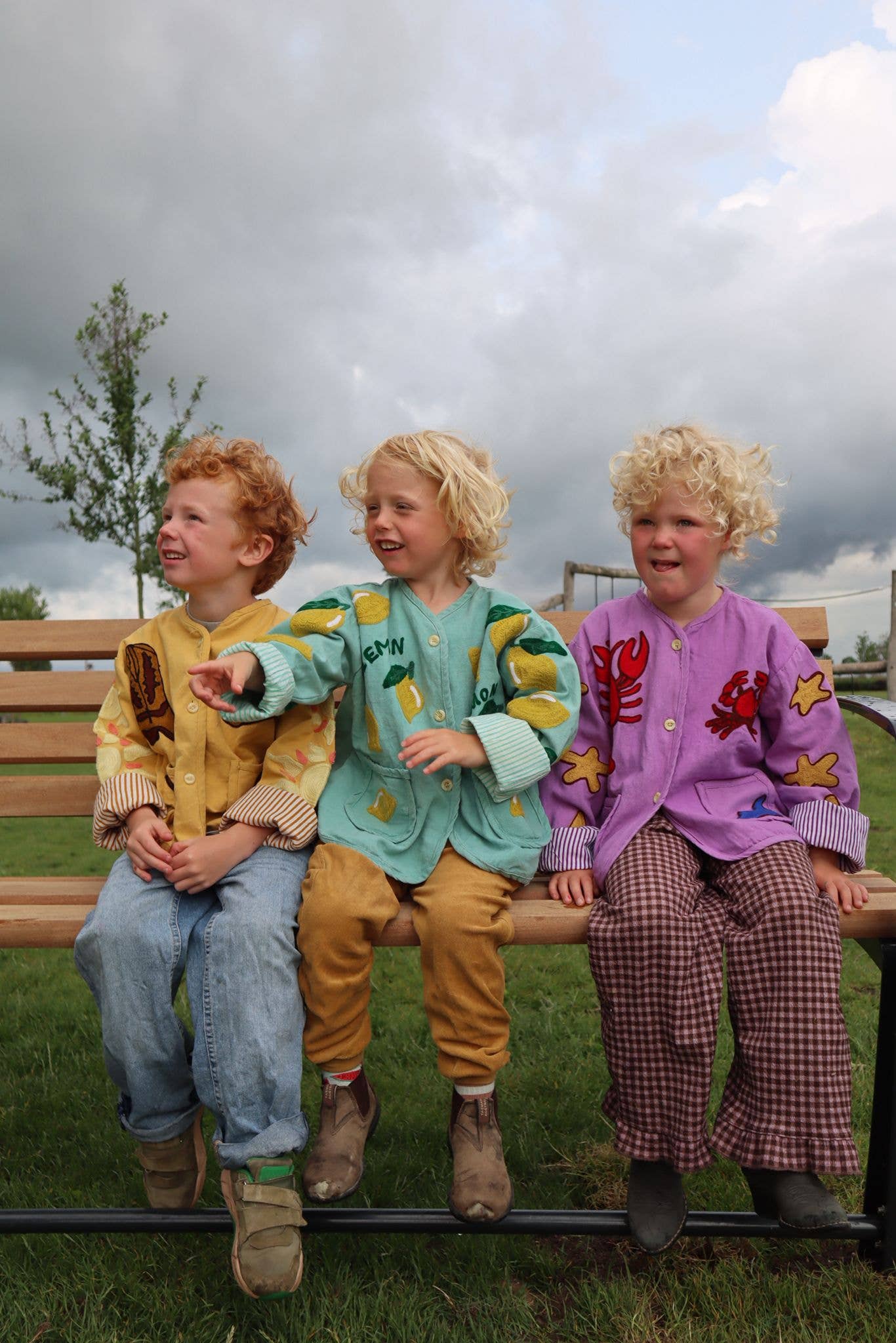 ToutVintage Giacca ricamata in cotone granchio BAMBINI