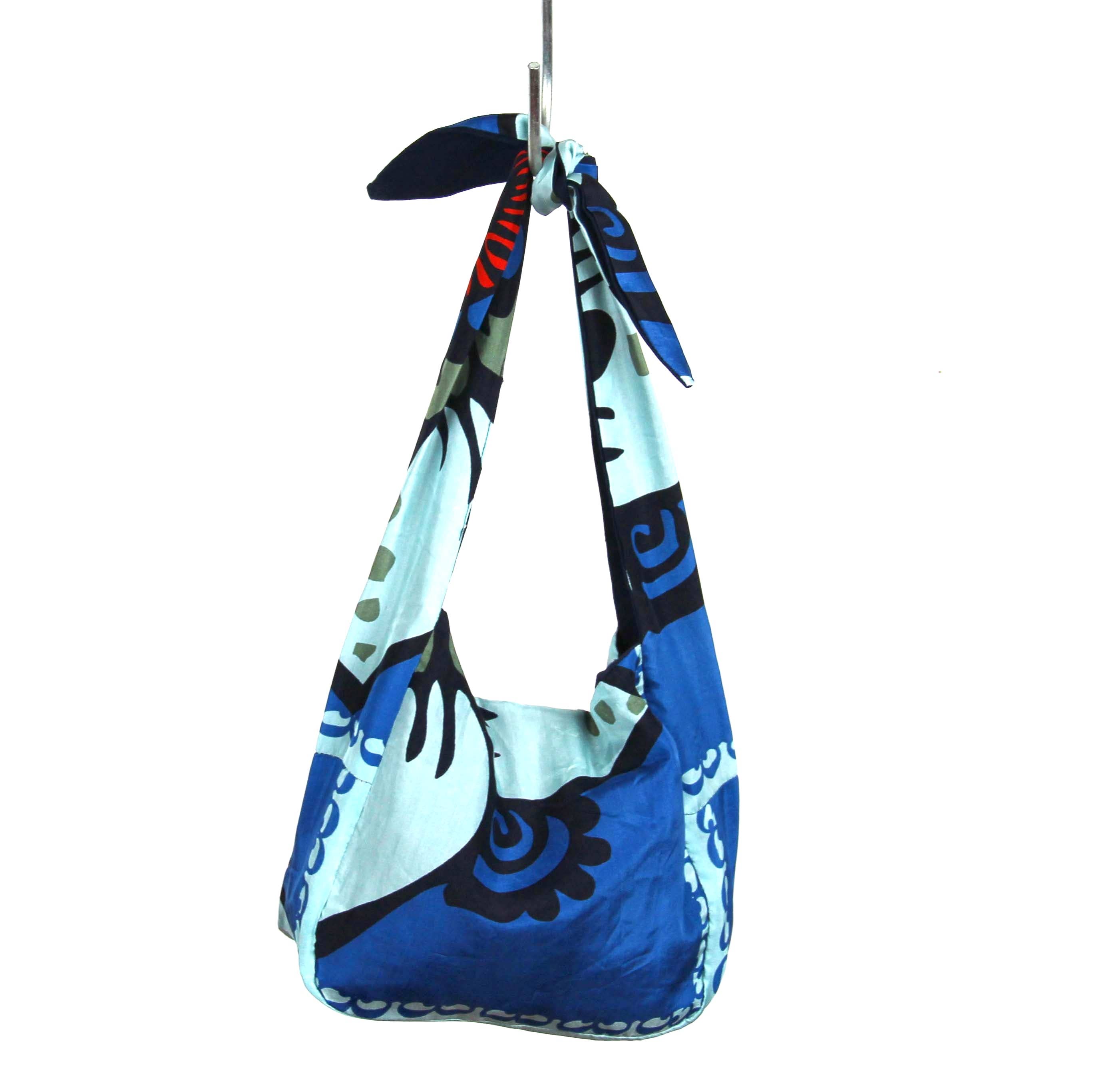 Les Belles Vagabondes Borsa Bobby in seta blu Mogador