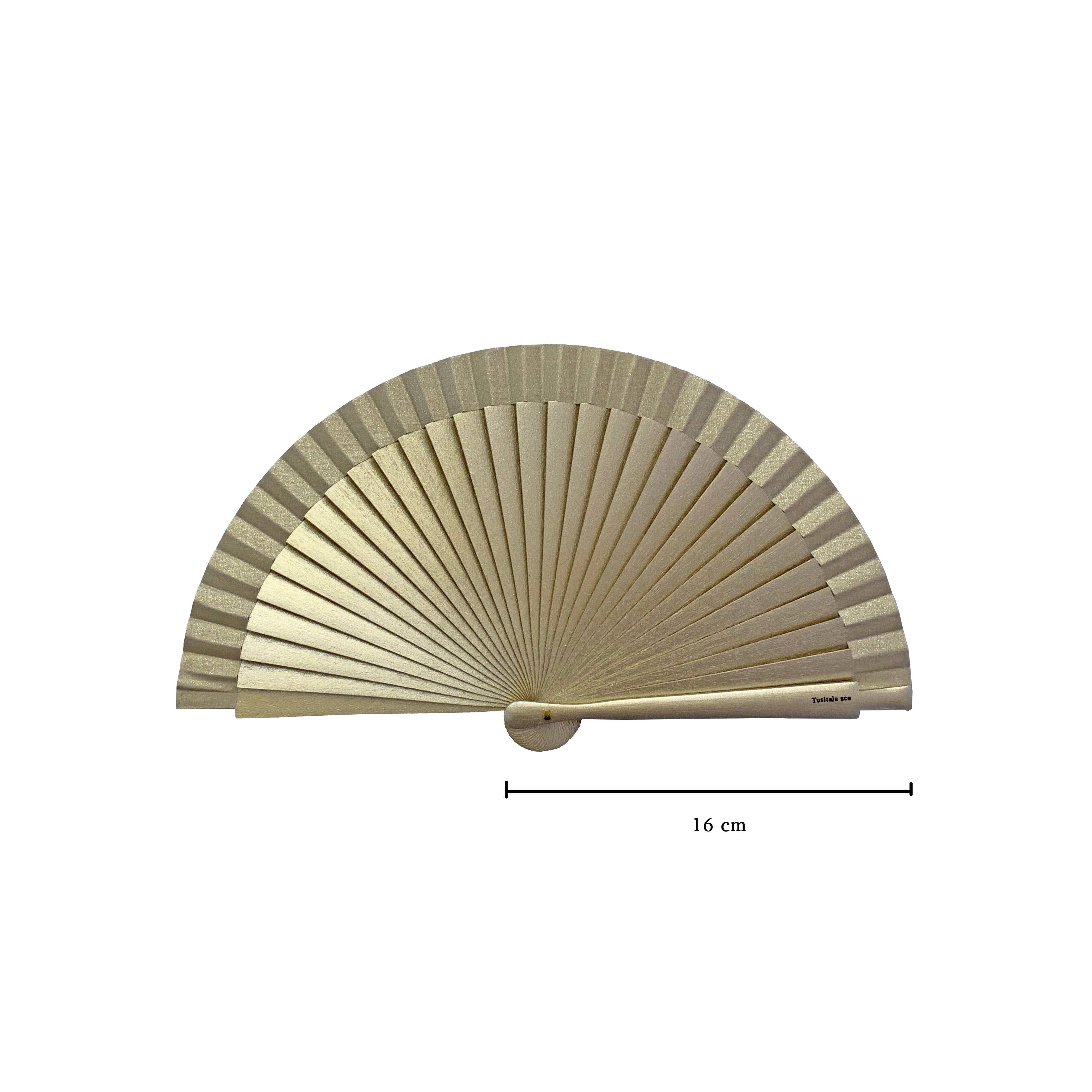 Tusitala Barcelona Ventaglio clutch oro in legno e cotone