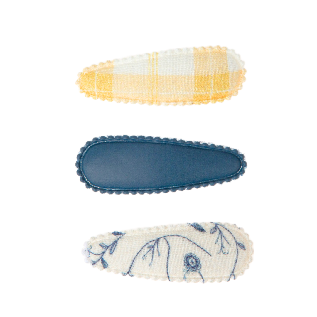 GRECH & CO Set di Fermagli Snap Cottage da 3 | Organico | Lille Cottage Club: Floreale Scandi + Plaid di Grano Saraceno