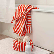 Rose in April Beauty case Vic a righe rosse in spugna 100% cotone: POMODORO / L13*W26*H12