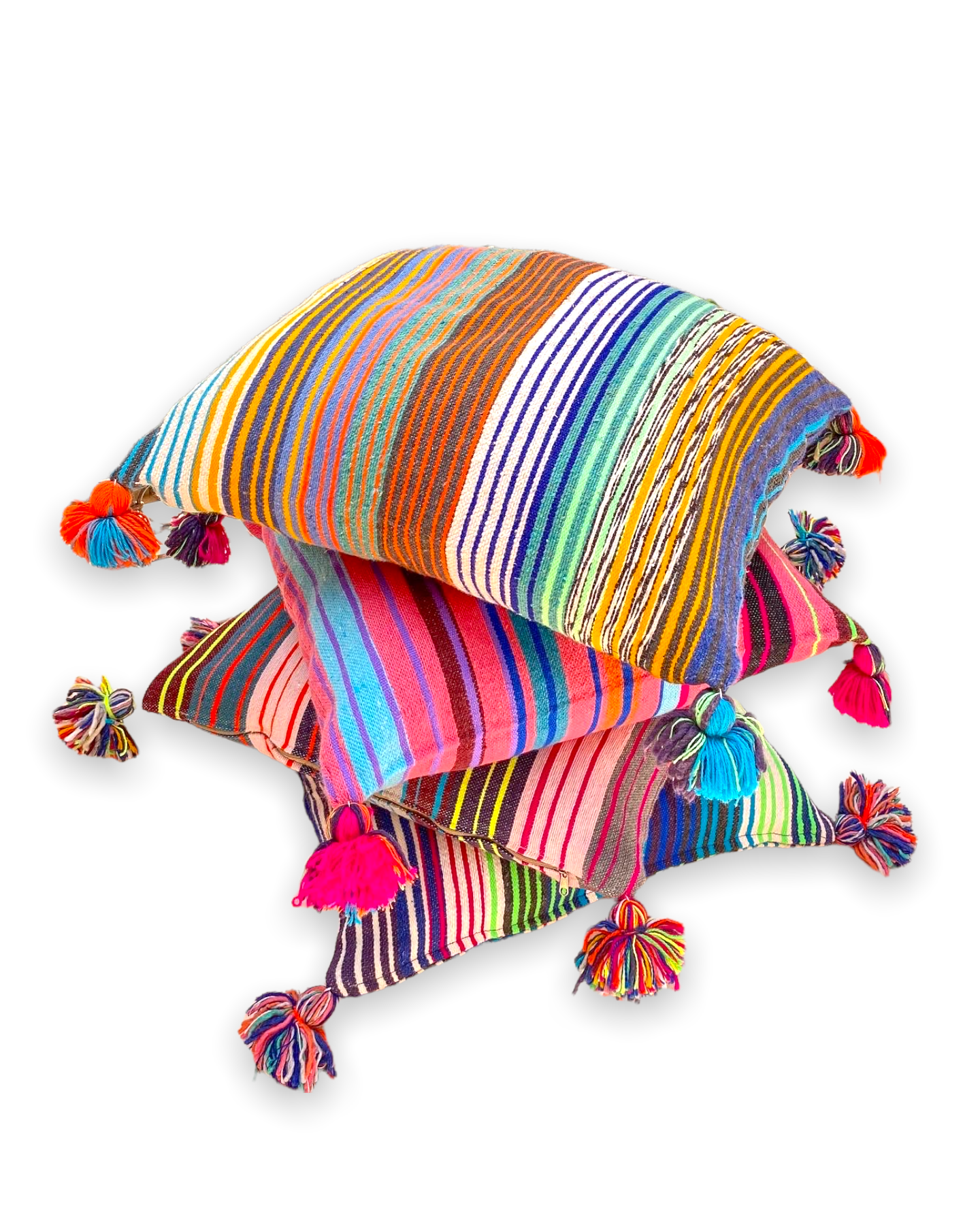 SOUK in the CITY Cuscini MOUIRA Multi Stripe & Pompom - 50/50