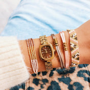 Bazou Bracciale quadruplo Miyuki - nude/taupe/placcato oro