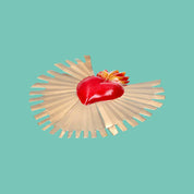 PINK PAMPAS Cuore ex voto messicano artigianale in metallo raggi oro