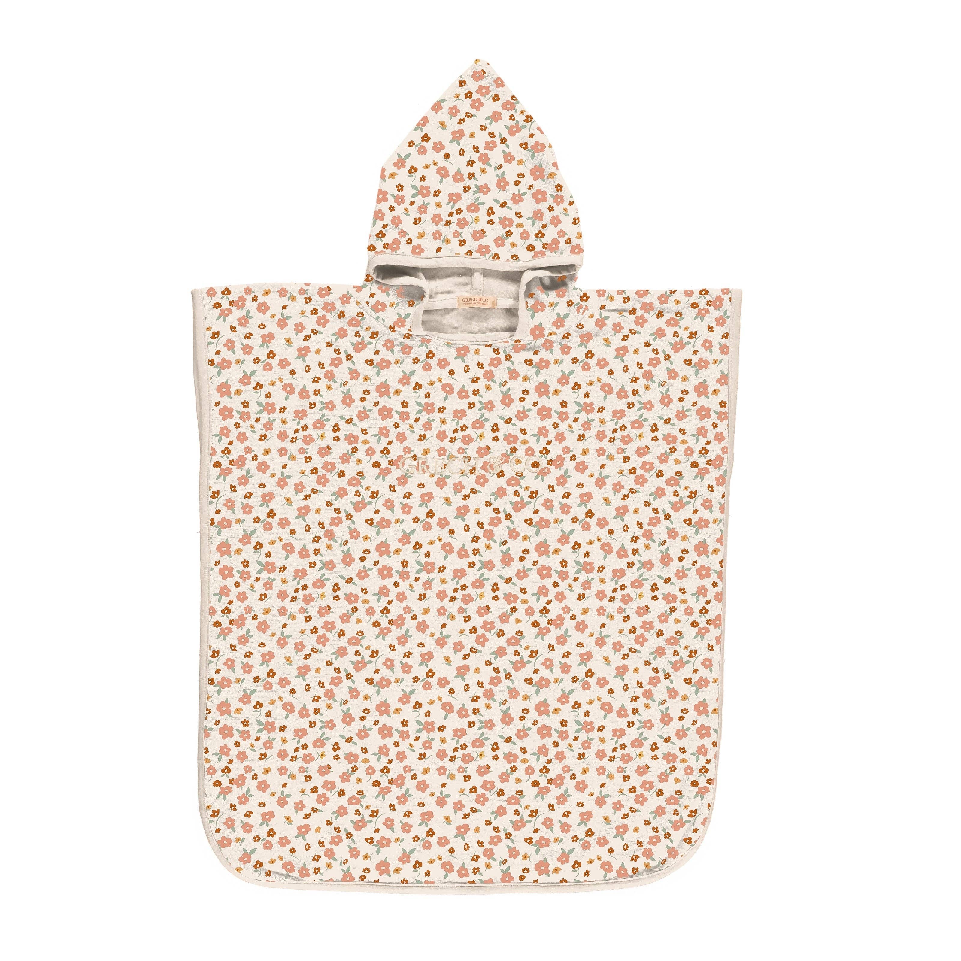 GRECH & CO Poncho Asciugamano da Bagno | Cotone Organico - Prato al Tramonto