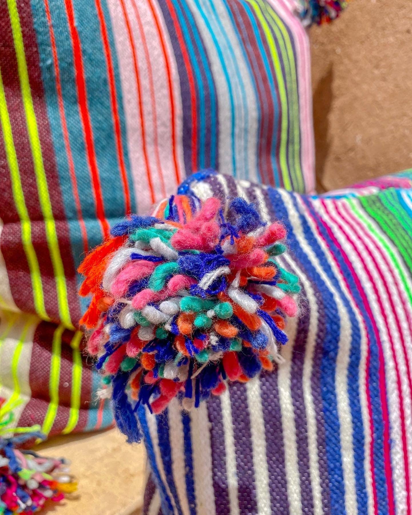 SOUK in the CITY Cuscini MOUIRA Multi Stripe & Pompom - 50/50