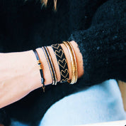 Bazou Bracciale intrecciato a cuore - nero/placcato oro