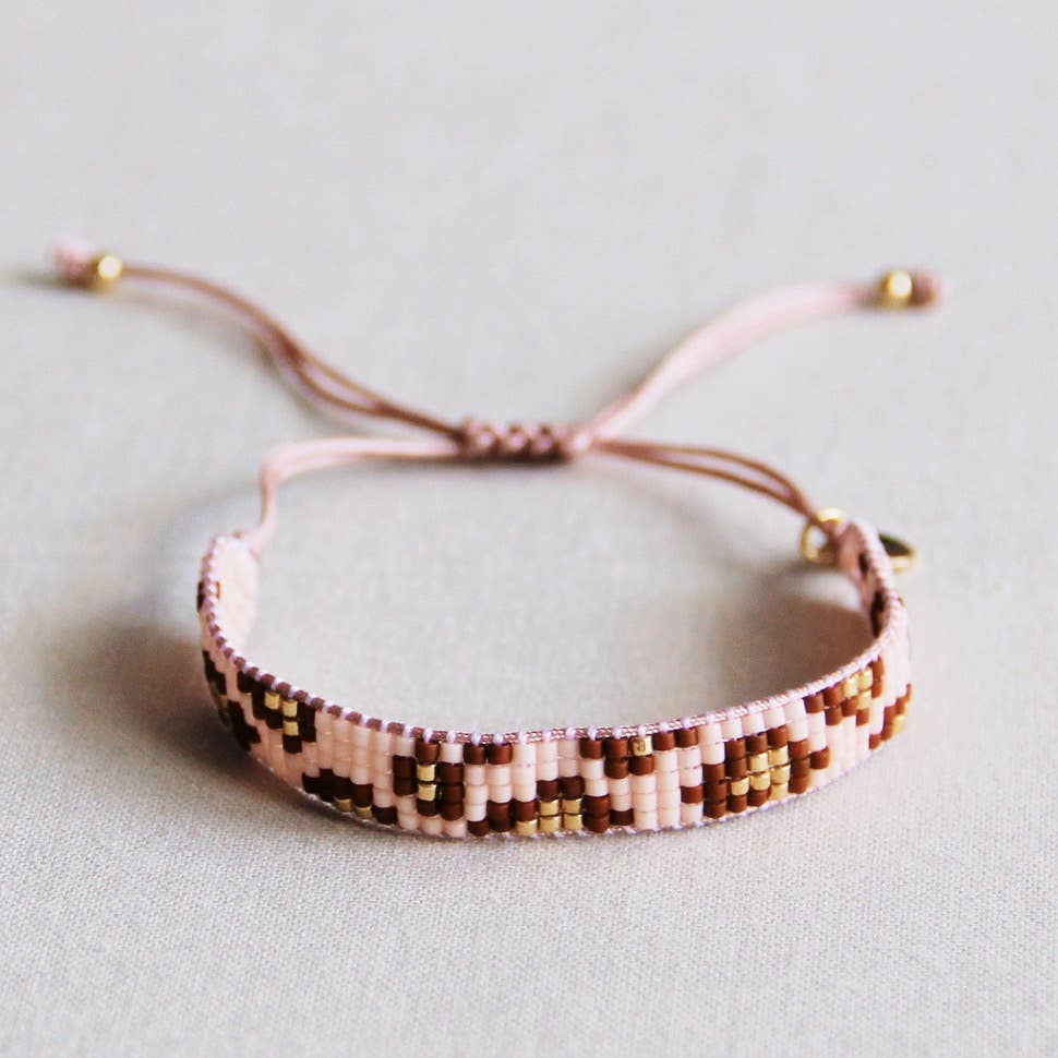 Bazou Bracciale in tessuto con stampa leopardata - cognac/pesca