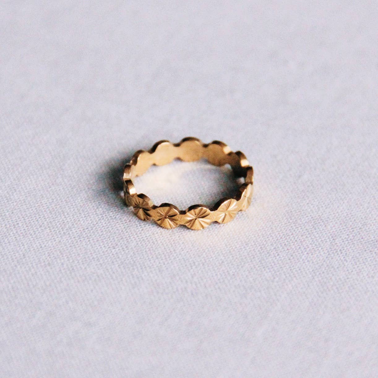 Bazou Anello in acciaio con stampa fantasia - oro