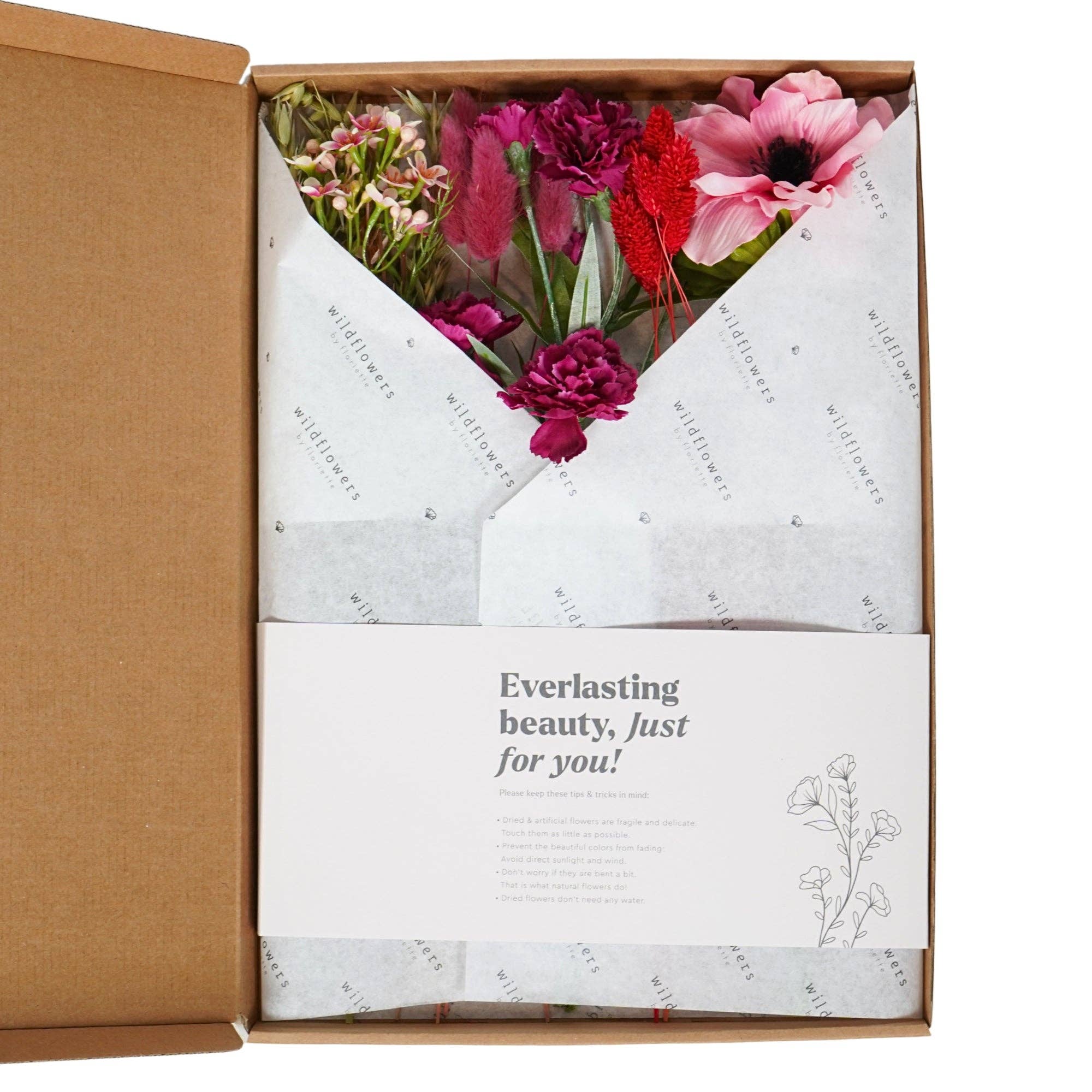 Wildflowers by Floriette Fiori in scatola regalo secchi e artificiali - Red Allure