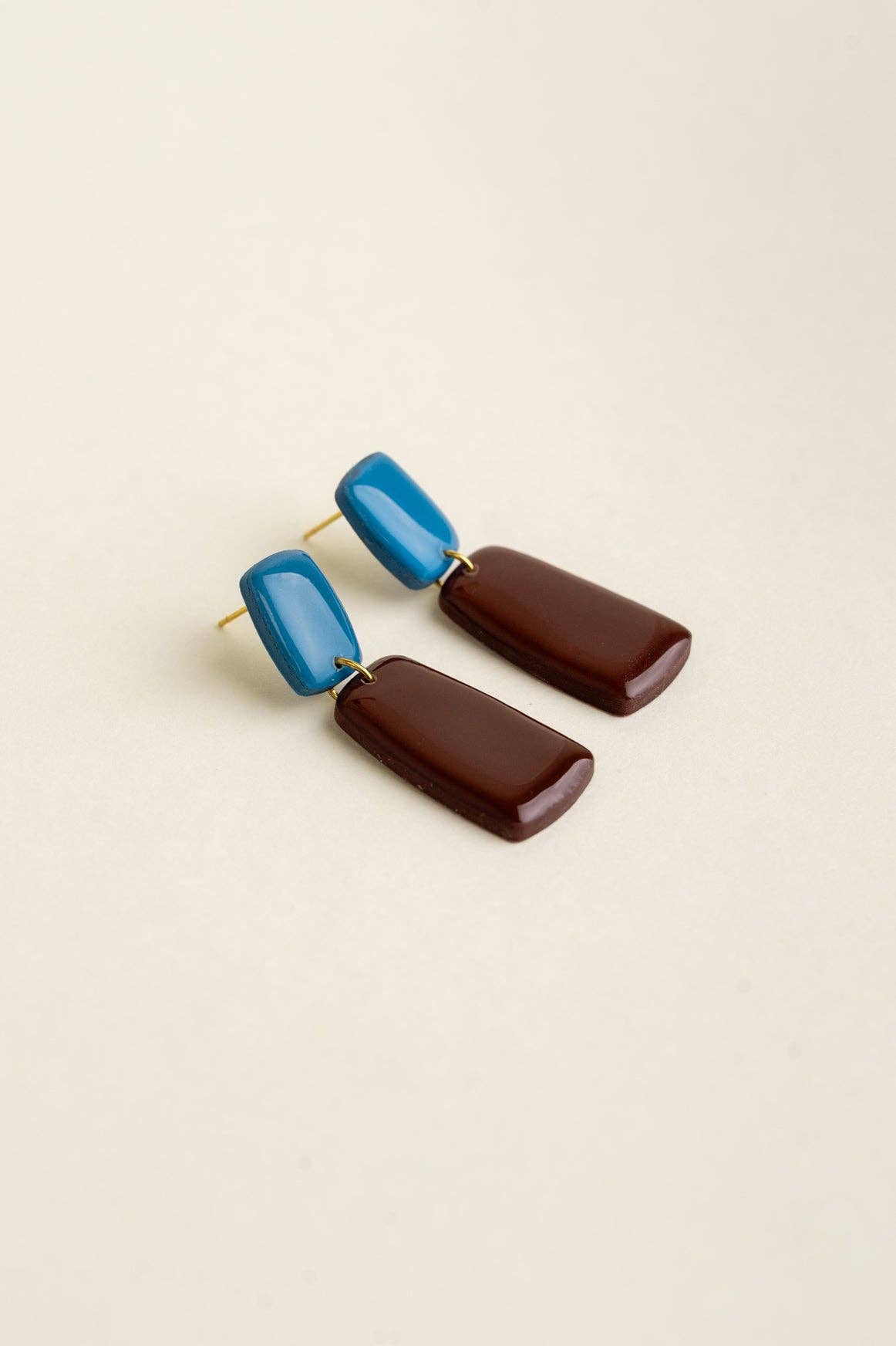 Van Schaaijk Studio Orecchini Juna - Azzurro / Marrone