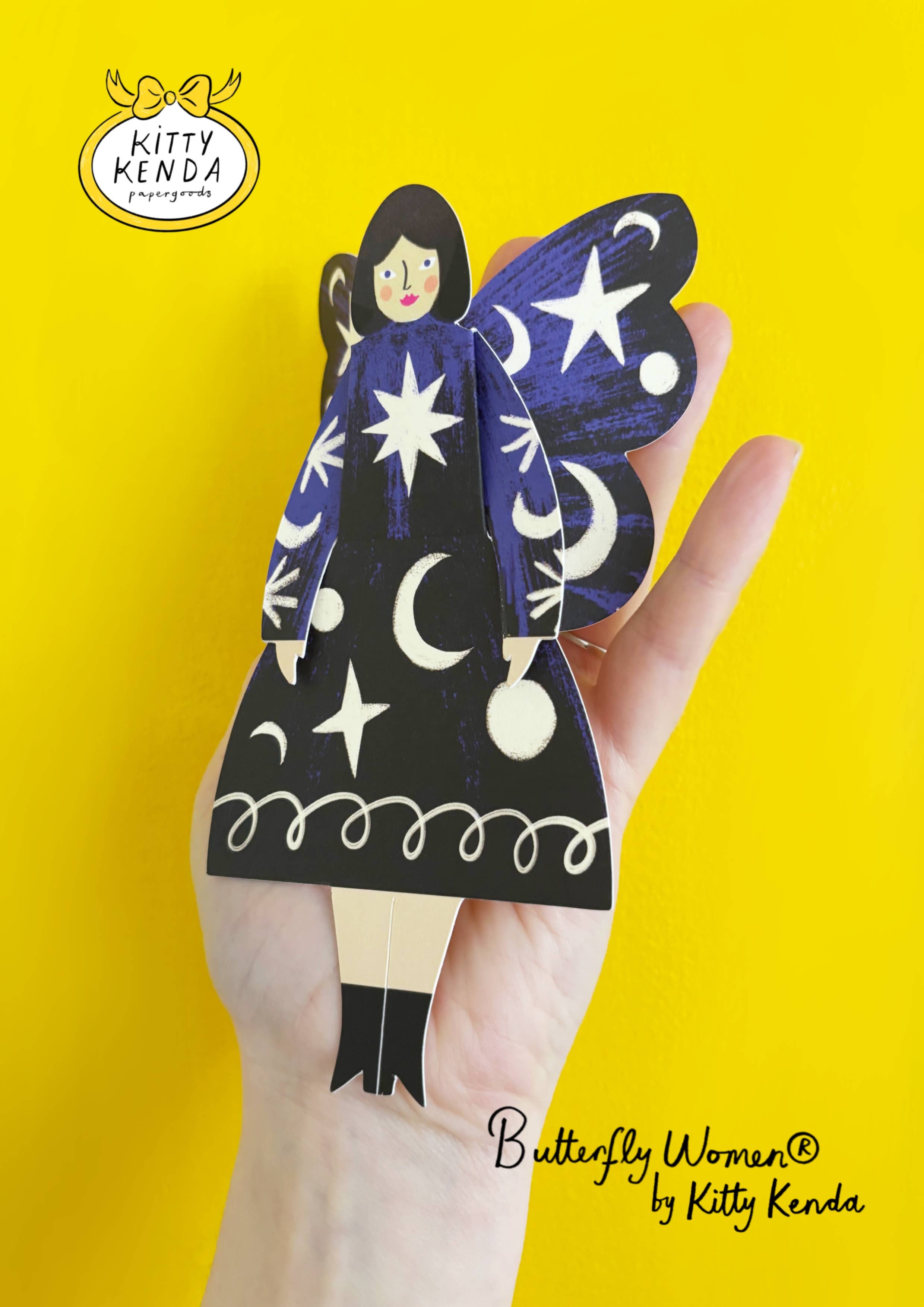 Kitty Kenda Papergoods Biglietto di Auguri Donna Farfalla Seduta - Cosmico
