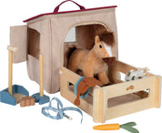 small foot Set da gioco cavallo con stalla e accessori nella borsa