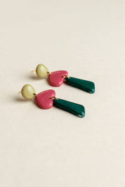 Van Schaaijk Studio Orecchini Luna - Avocado / Fucsia / Pino