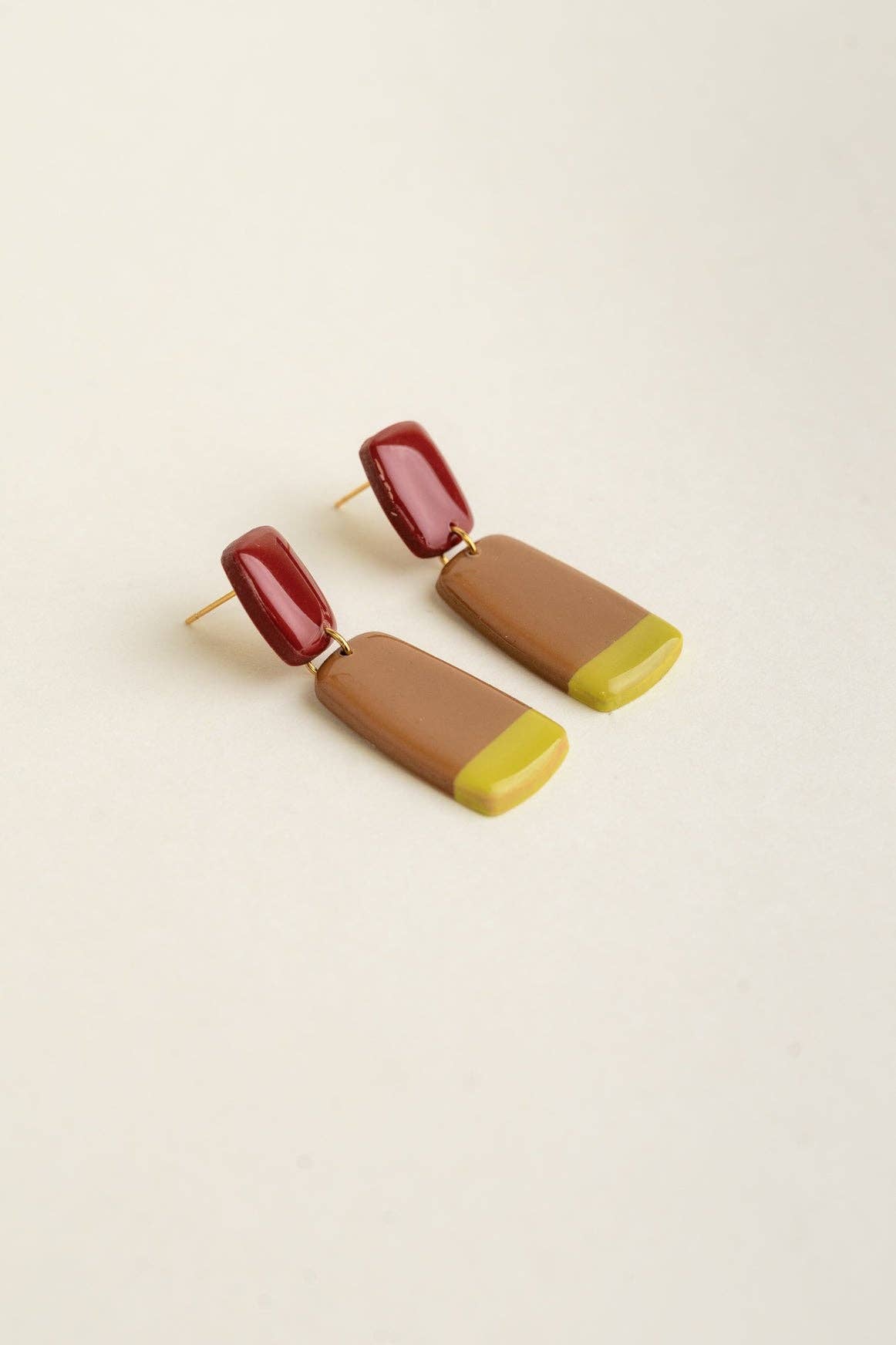 Van Schaaijk Studio Orecchini Juna - Bordeaux / Cannella / Lime