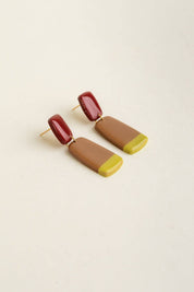 Van Schaaijk Studio Orecchini Juna - Bordeaux / Cannella / Lime