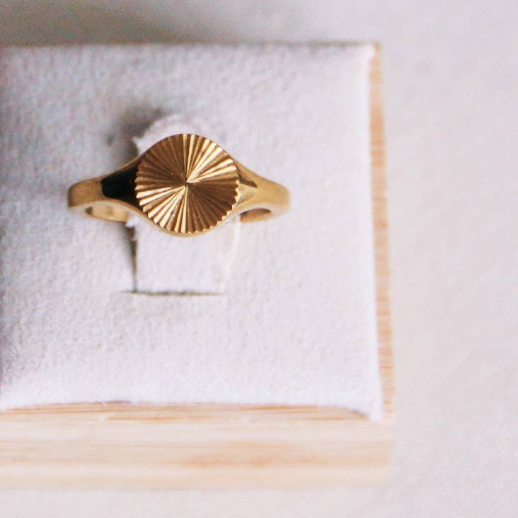 Bazou Anello in acciaio inossidabile con stampa decorata — oro