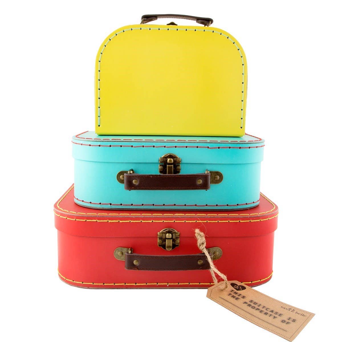Sass & Belle Europe Valigie retrò Brights - Set di 3