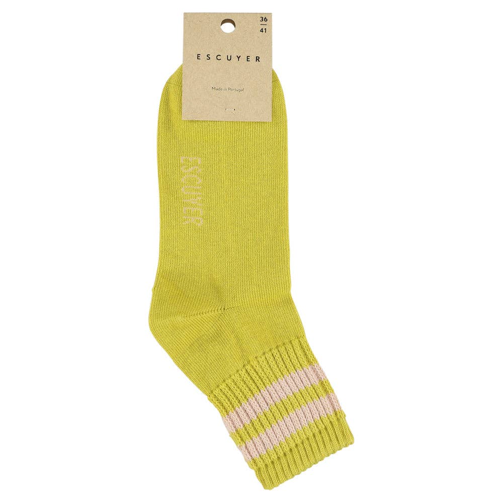 ESCUYER Calzini alla caviglia a righe da donna - Giallo / Rosa: EU 36/41 UK 3.5/7 US 6/9.5