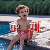 Swim Essentials Fasce da Braccio - Rosso/Bianco - Strisce Oceaniche