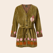 TOUT - Kimono in velluto medio-lungo verde: Panter