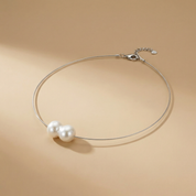 Goupi Lab Collana minimalista con perle d'acqua dolce: Silver