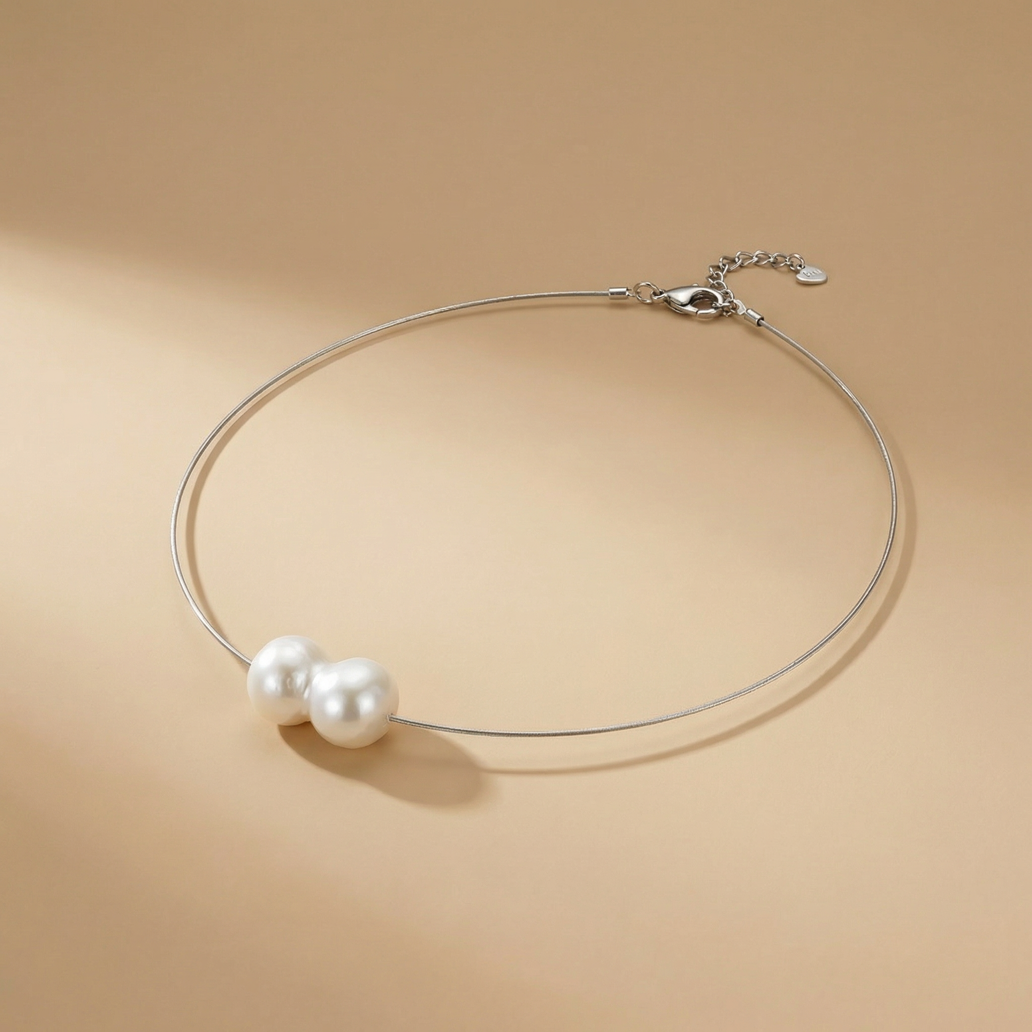 Goupi Lab Collana minimalista con perle d'acqua dolce: Silver