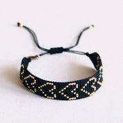 Bazou Bracciale intrecciato a cuore - nero/placcato oro