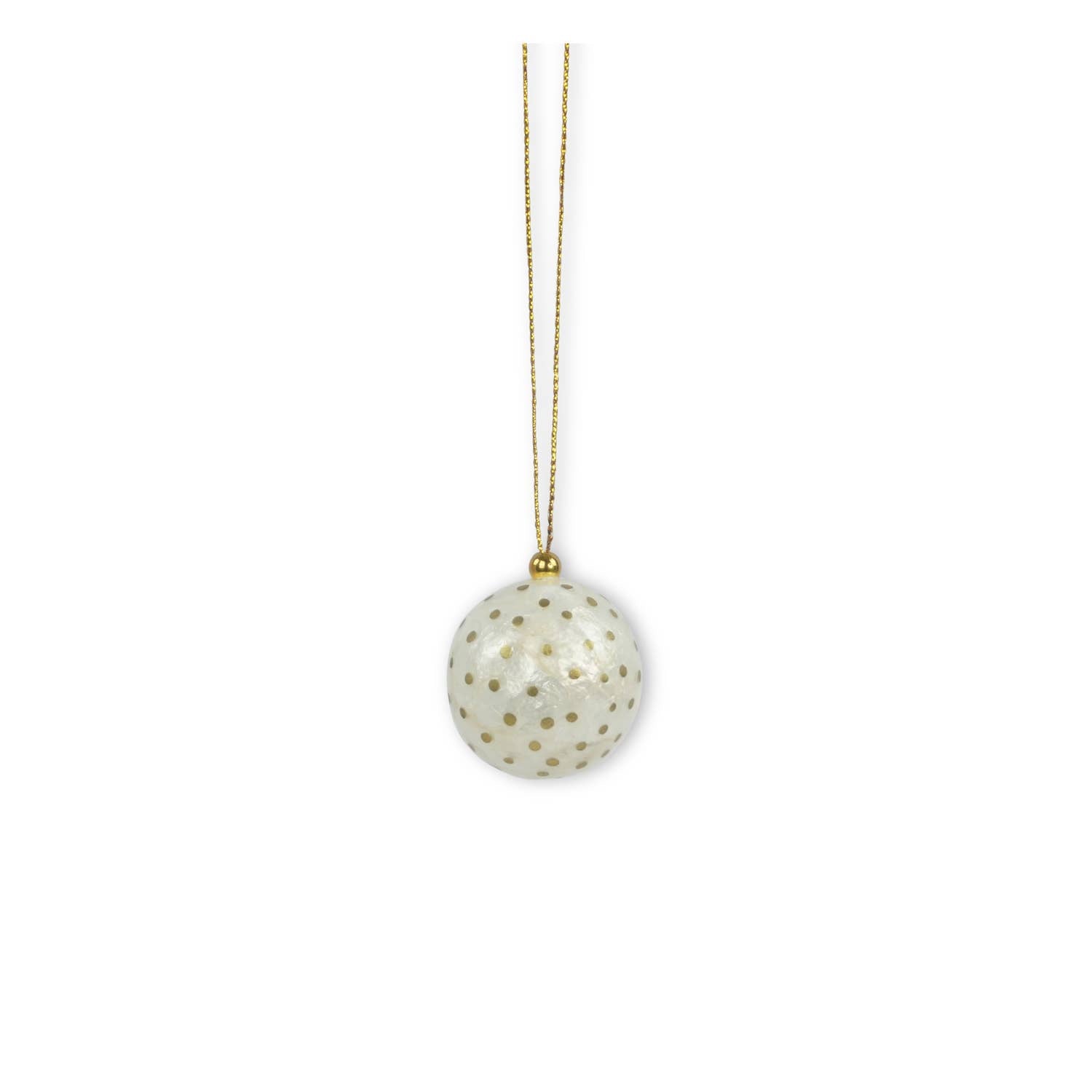 Kinta Pallina di Natale con cappellino a pois, finitura oro, 3 cm: Bianco