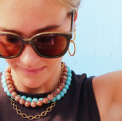 Bazou Collana con perline in pietra naturale XL - marrone