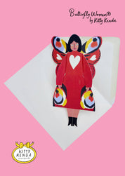 Kitty Kenda Papergoods Biglietto di Auguri Donna Farfalla Seduta - Pavone