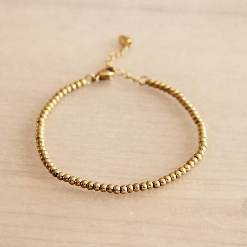 Bazou Bracciale in acciaio con perline «Small» - oro