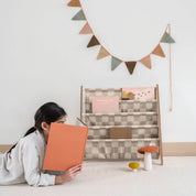 3 Sprouts Libreria per bambini con tessuto riciclato - motivo scacchiera: Verde a scacchi