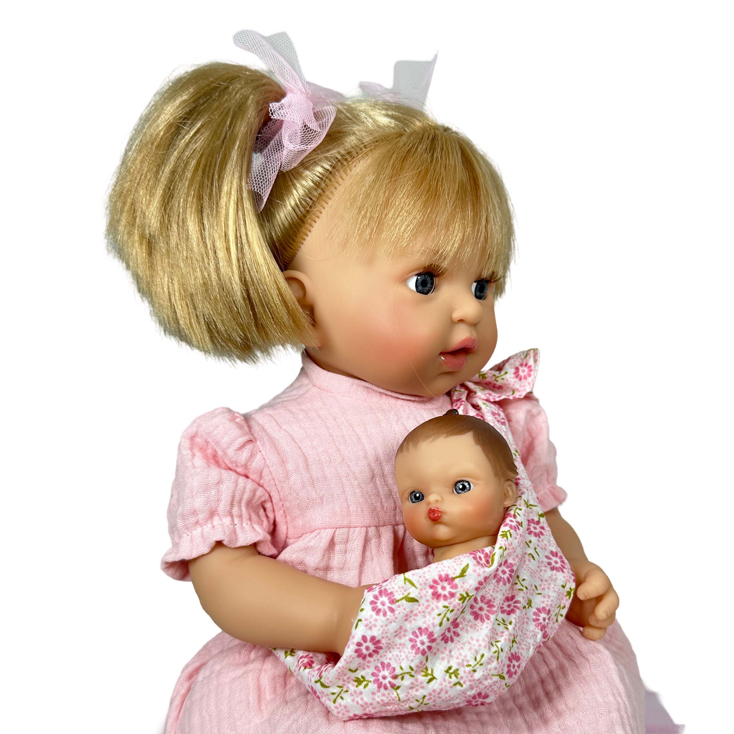 Nines Artesanals d'Onil Dolls BAMBOLA ALEX CON BAMBINO ROSA: CUSTODIA